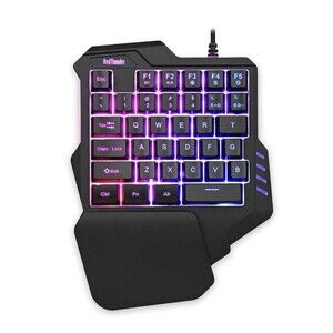 One Handed Gaming Keyboard RGB Backlit 35 Keys Portable Mini Keypad